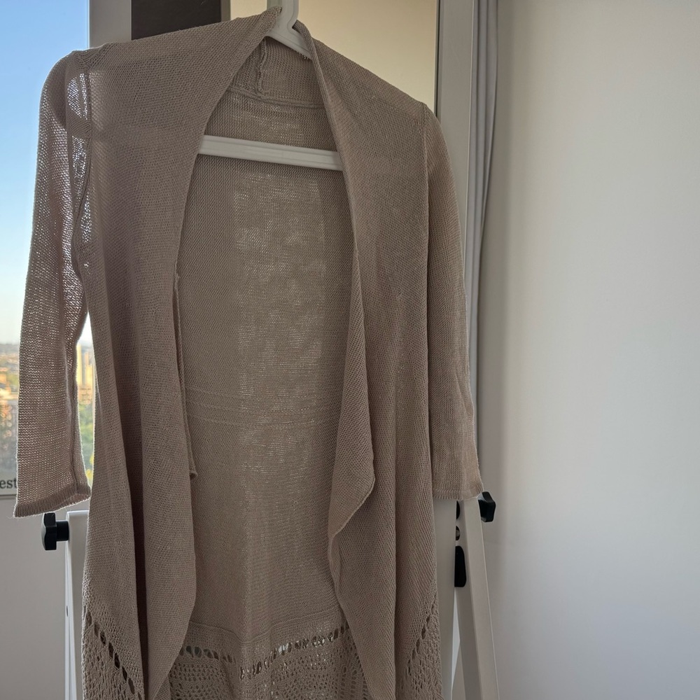 Elegant Beige Open-Front Cardigan